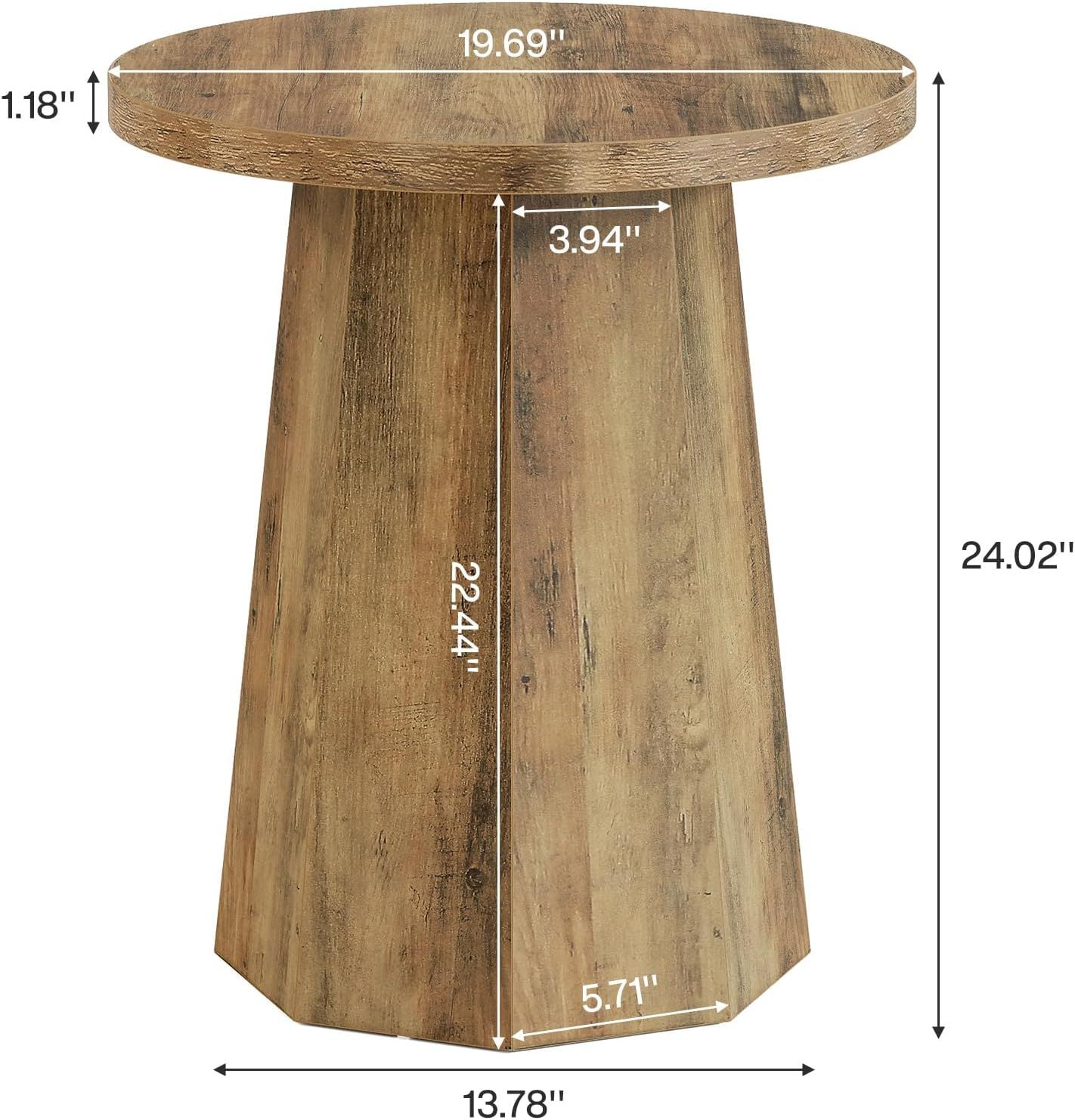 Handmade Round Pedestal Side Table | Natural Wood Finish | Rustic Modern Accent Table