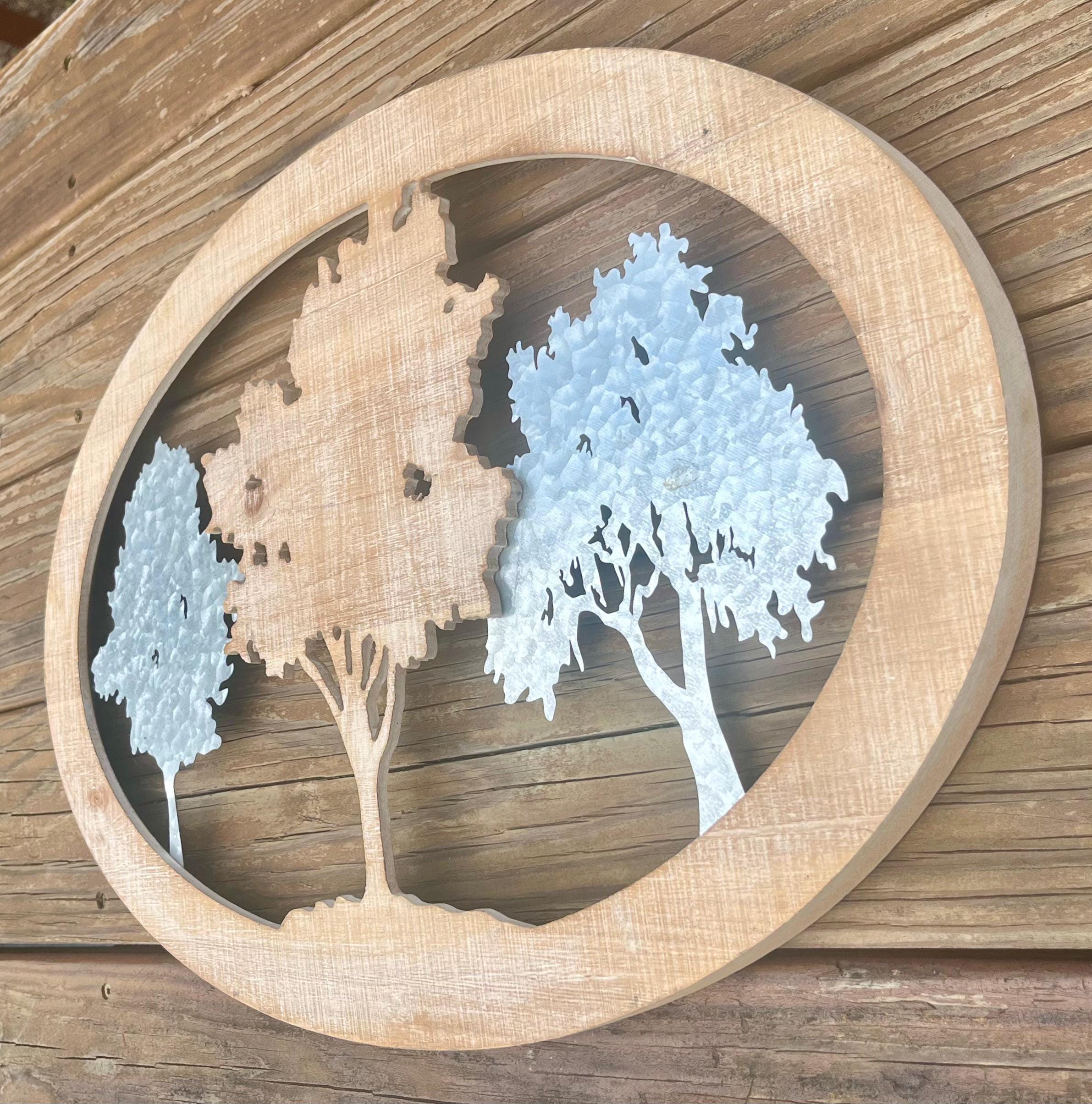 Handmade oval shape natural earth tree wall hanging