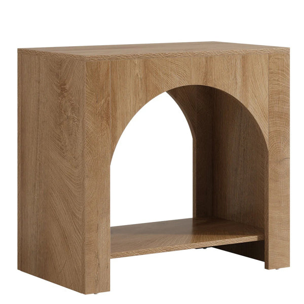 Handcrafted Arched Side Table - Natural Wood Finish | Modern Minimalist Accent Table