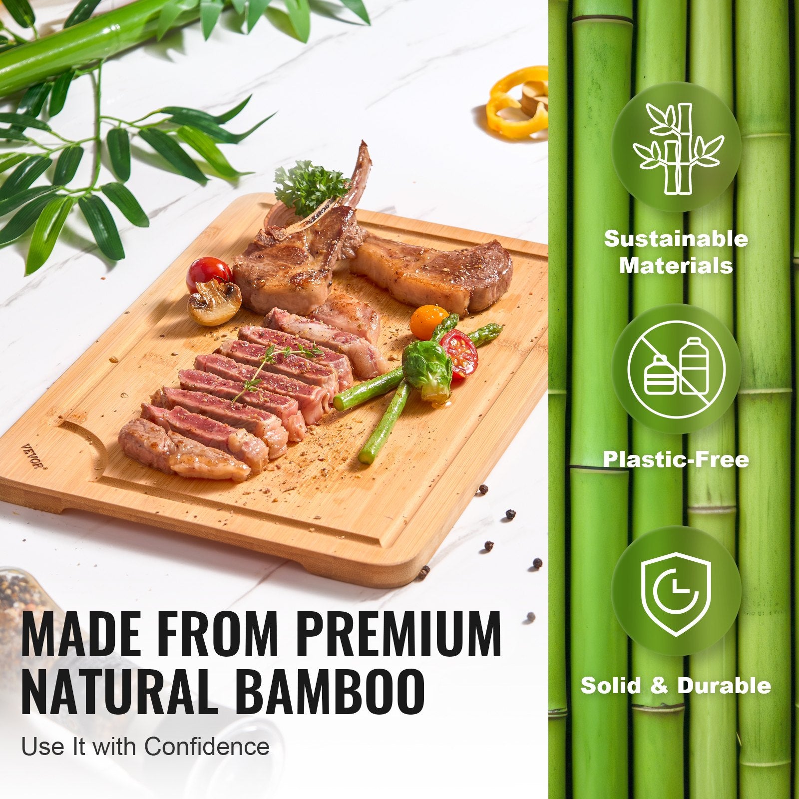 Bamboo Cutting Board Premium Versatile Cut Board