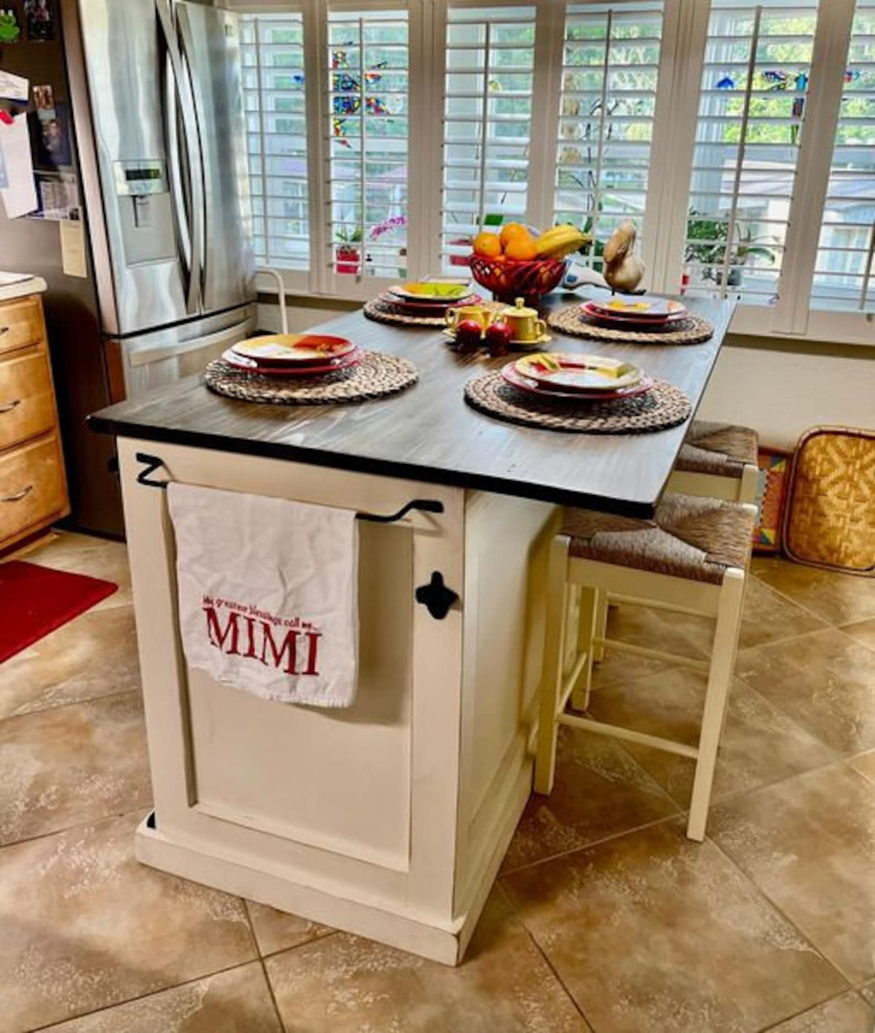 Kitchen Island with Sliding Barn Door — Industrial Farmhouse Wood
