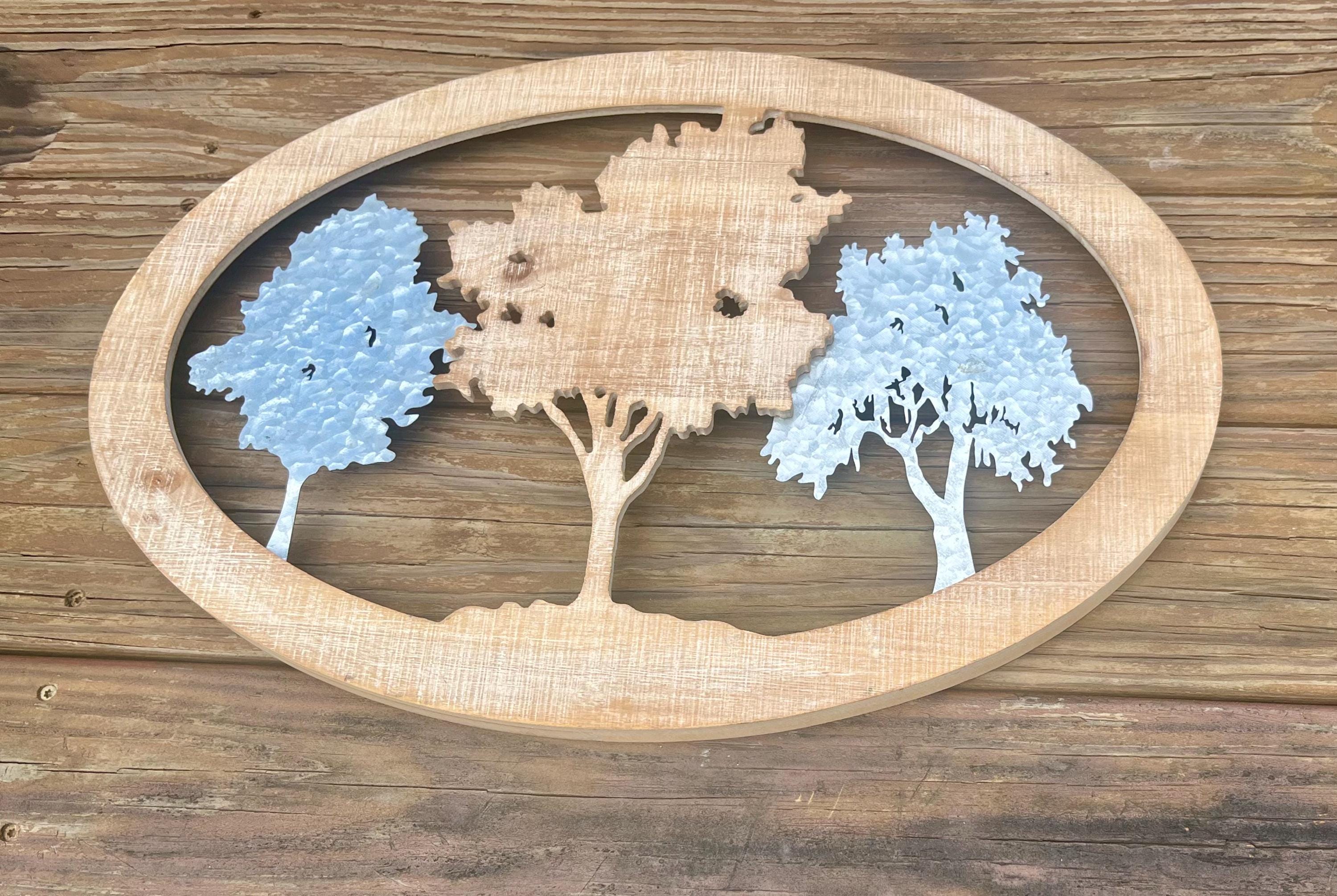 Handmade oval shape natural earth tree wall hanging