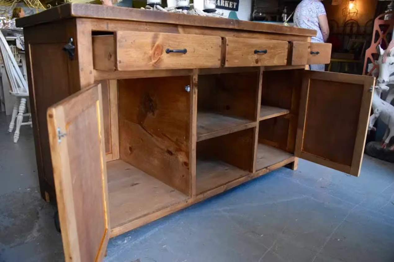 Solid Wood Custom Kitchen Island — Stained or Painted Finishes