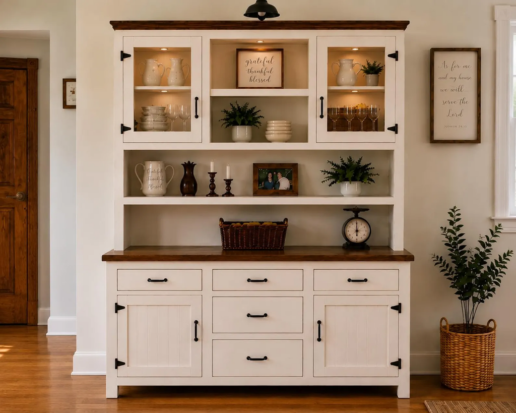 Rustic Farmhouse Kitchen Island – Handmade Storage Island with Smooth Panel or Charming Beadboard Detail