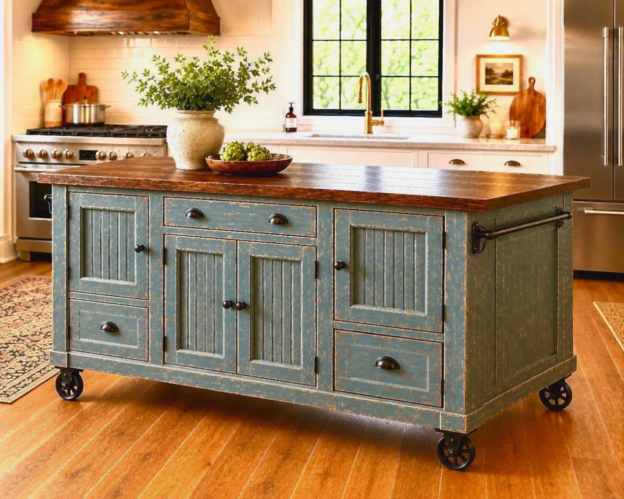 Handmade Custom Kitchen Island with Storage