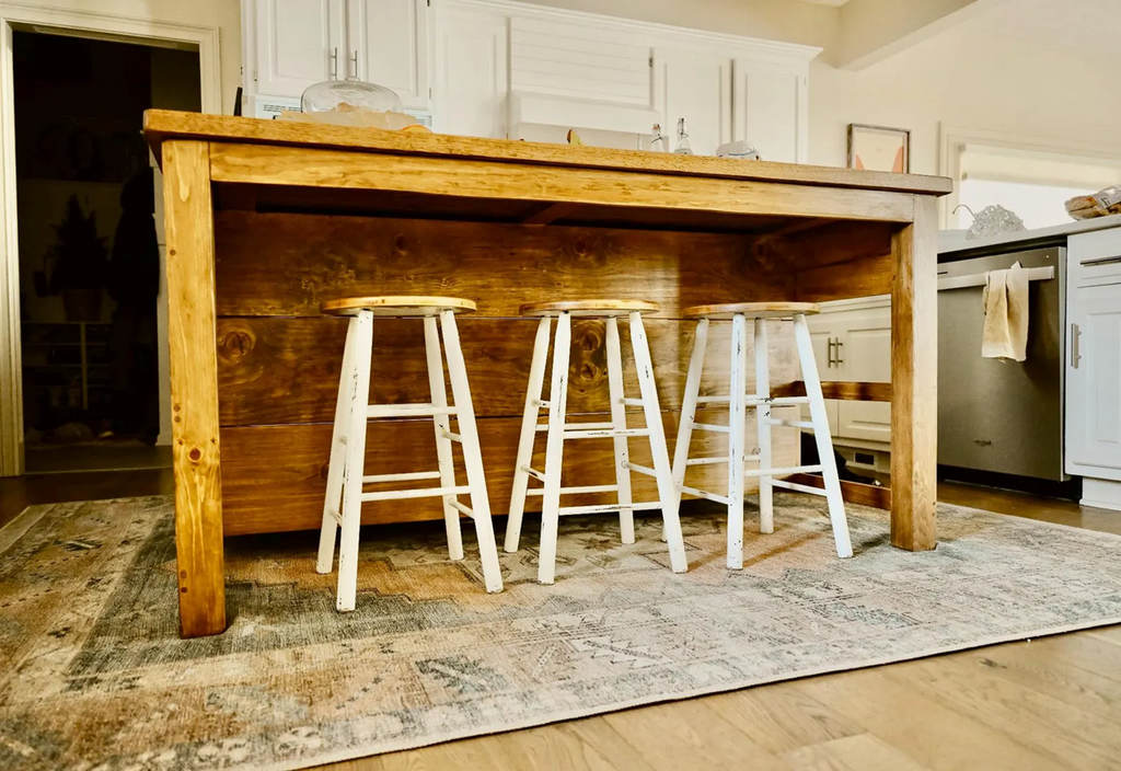 Beautiful Timber Framed Style Kitchen Island w/Stool Storage
