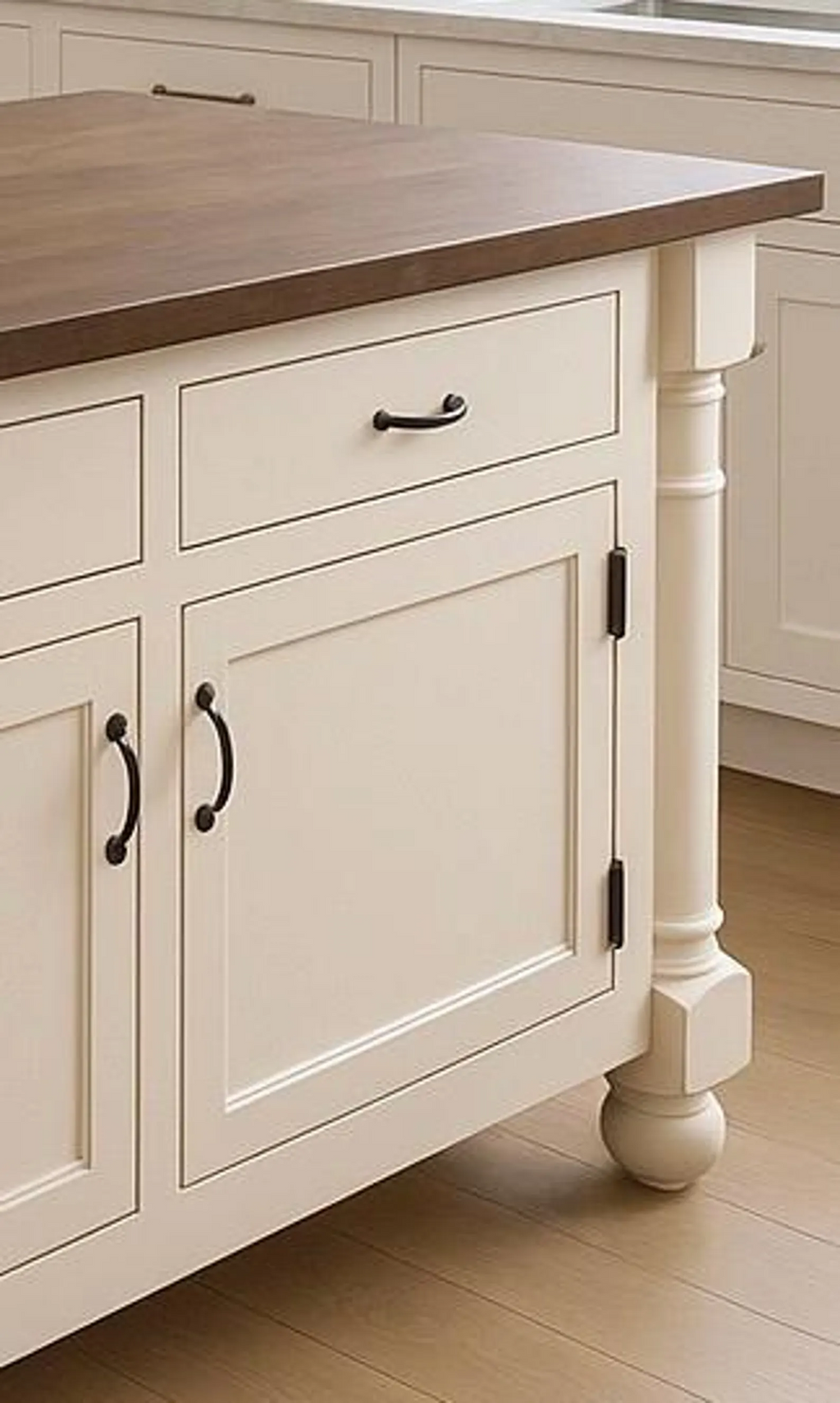 Modern Kitchen Design – Solid Wood Island with Stool Storage