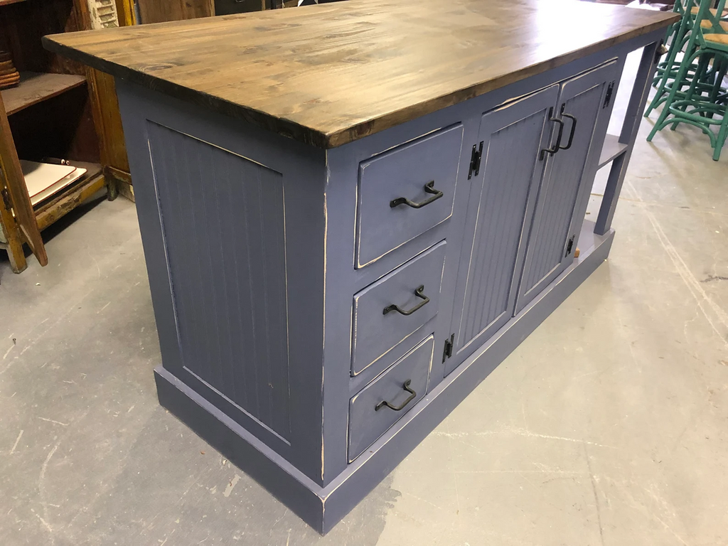 Beautiful Farmhouse Pass Through Solid Wood Kitchen Island with Storage