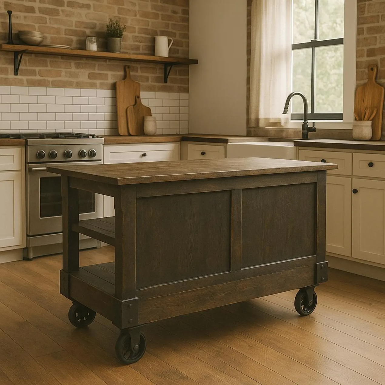 Industrial Steampunk Style Handmade Factory Cart Kitchen Island