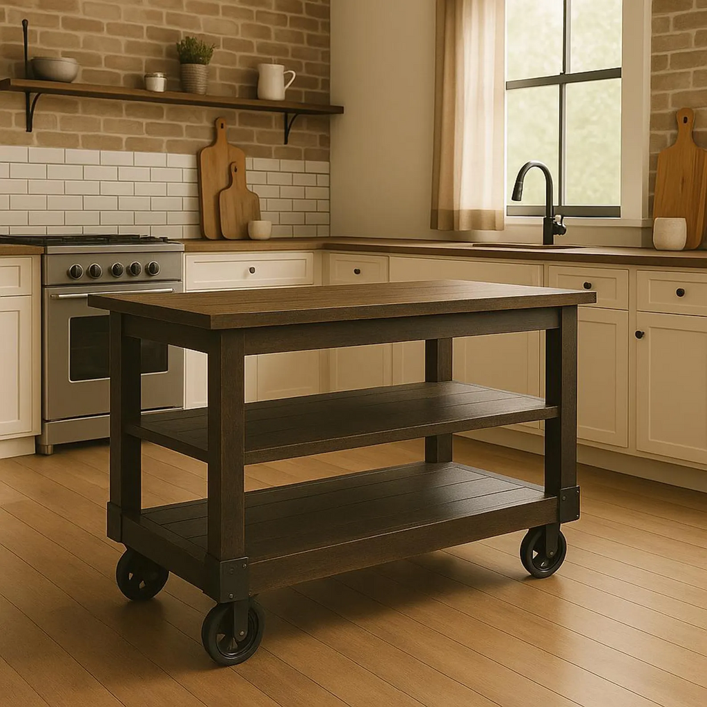 Industrial Steampunk Style Handmade Factory Cart Kitchen Island