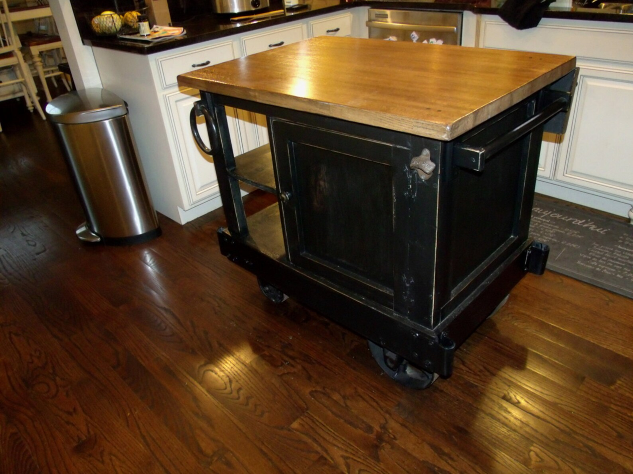 Industrial Style Warehouse Cart Island for smaller Kitchens