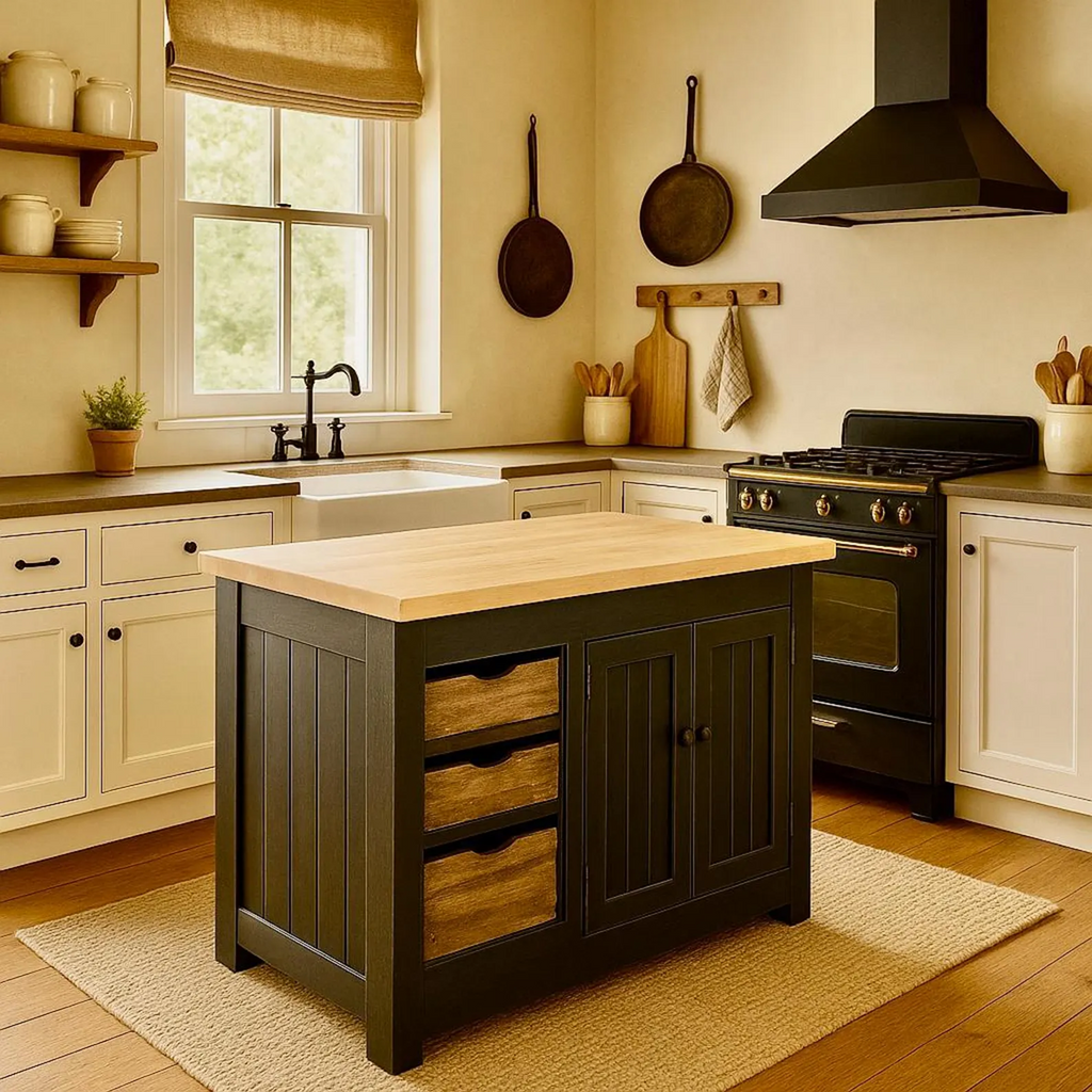 Modern Urban European Countryside Style Old World Kitchen Island/Buffet